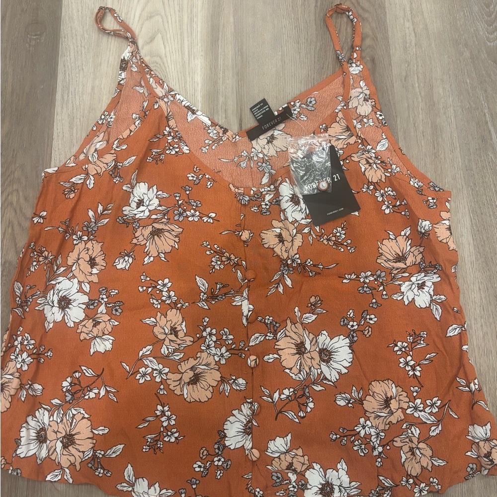 Forever 21 Orange Floral Spaghetti Strap Cami
